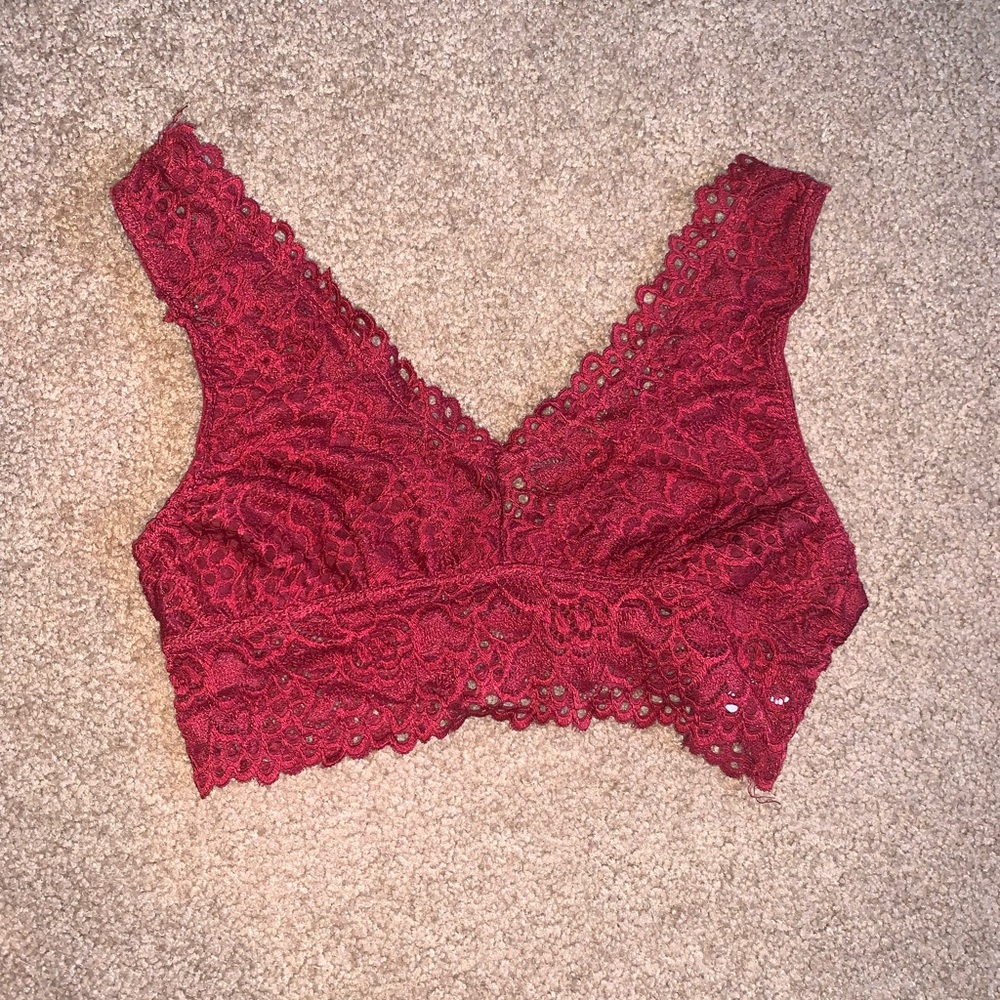 Red lace bralette